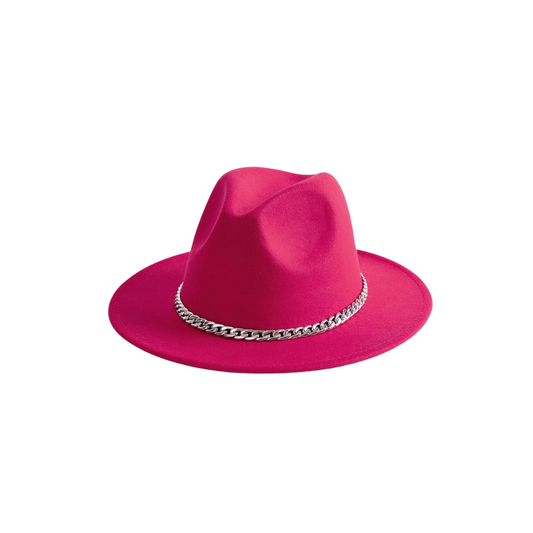 Hot Pink Hat with Chain