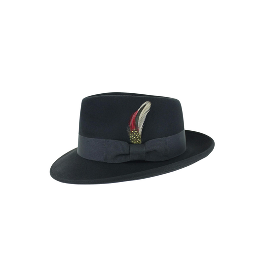 Black on Black Hat with Feather